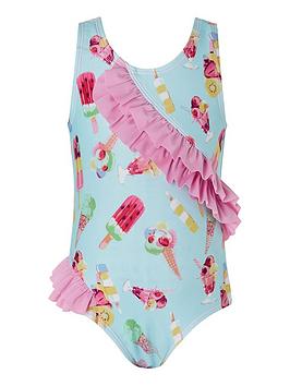Monsoon Monsoon Baby Girls S.E.W. Erica Ruffle Swimsuit - Turquoise Picture