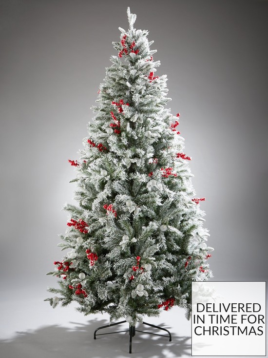 stillFront image of very-home-7ft-vermont-flocked-pre-lit-mixed-tips-christmas-tree