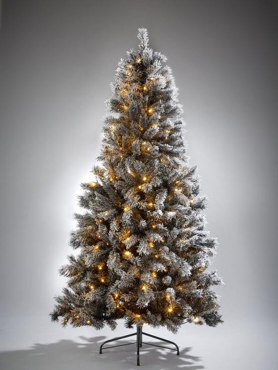 front image of 7ft-black-forest-flocked-pre-lit-christmas-tree
