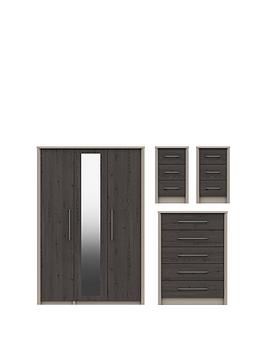 Very Smyth Part Assembled 3 Piece Package - 3 Door Mirrored Wardrobe, 5  ... Picture