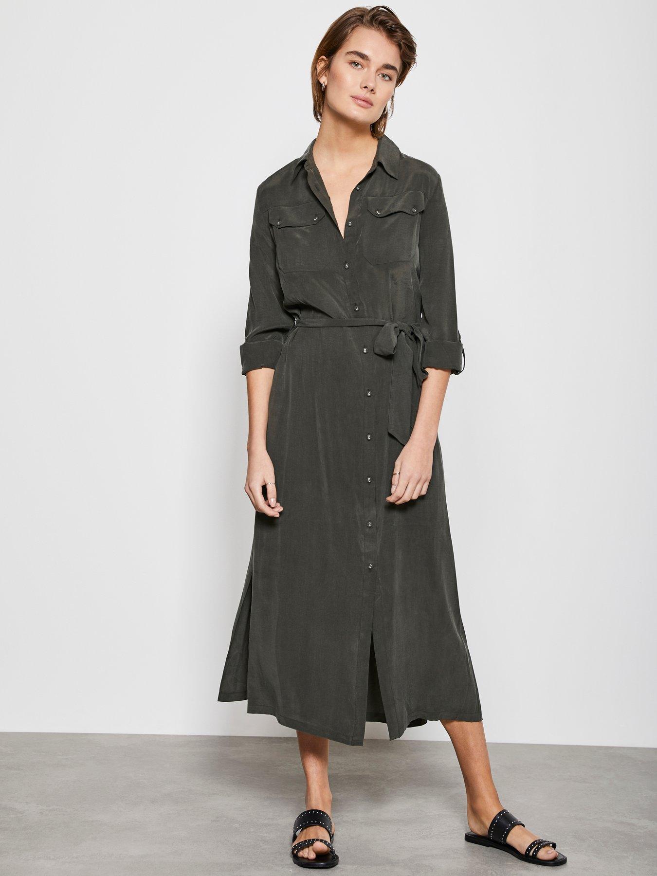 utility shirt dress midi