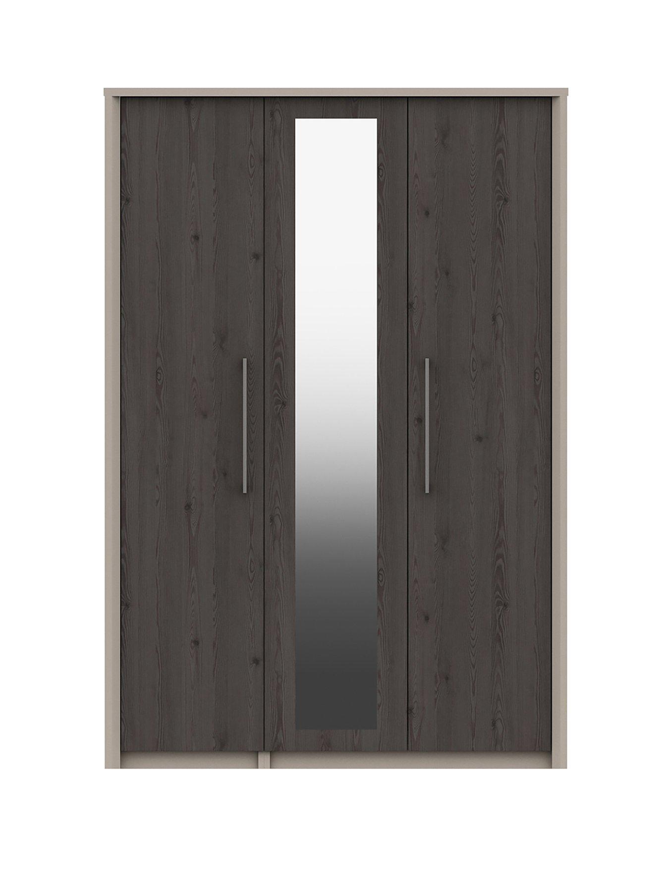 One Call Smyth Part Assembled 3 Door Mirrored Wardrobe
