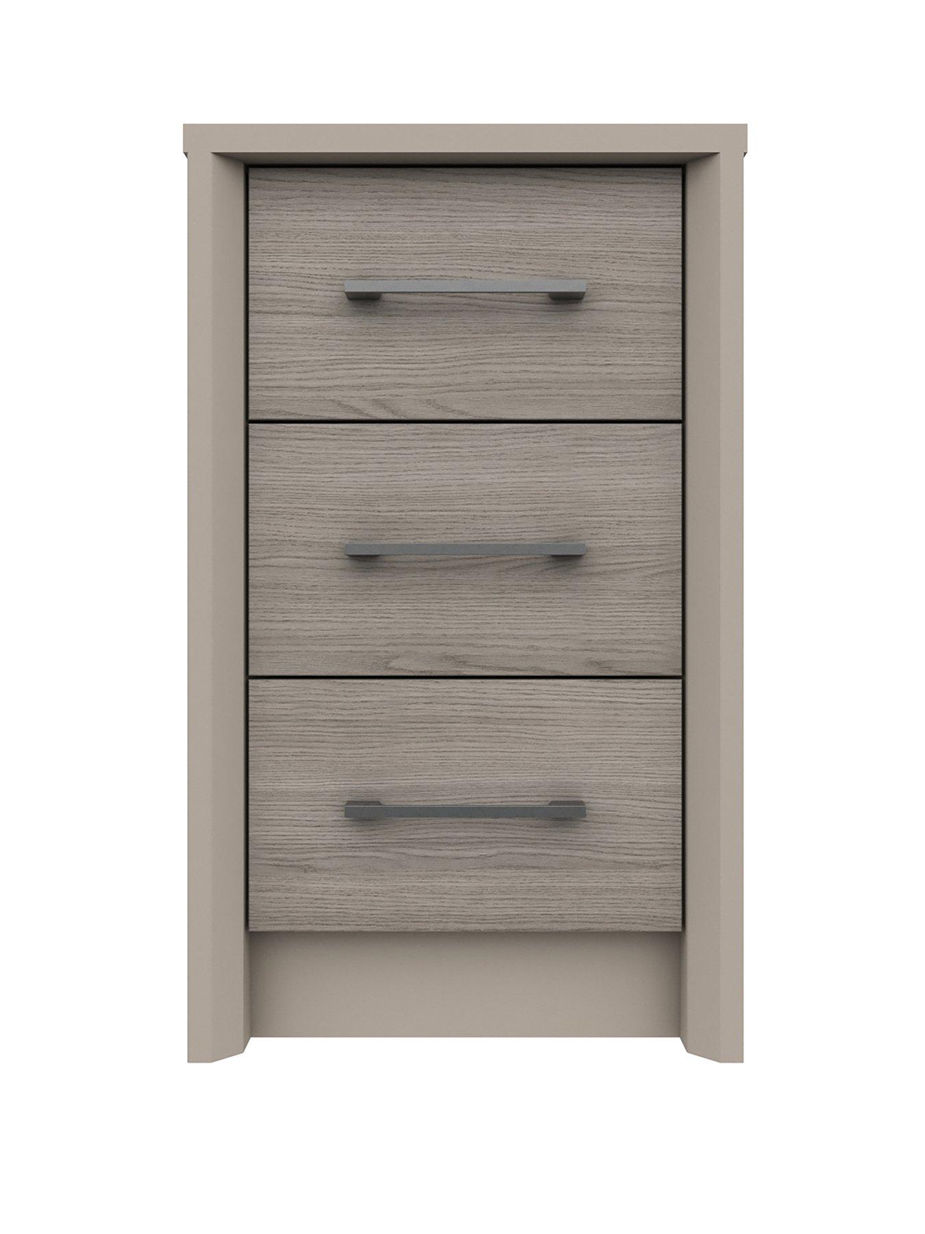 One Call Smyth Ready Assembled 3 Drawer Bedside Chest