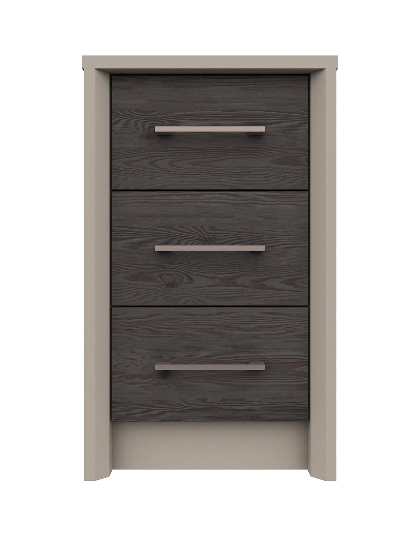 One Call Smyth Ready Assembled 3 Drawer Bedside Chest