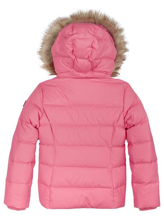 back image of tommy-hilfiger-girls-essential-faux-fur-hooded-jacket