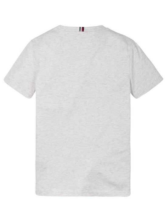 back image of tommy-hilfiger-boys-short-sleeve-essential-logo-t-shirt-grey