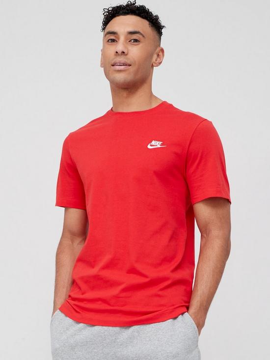 front image of nike-sportswear-club-t-shirt-red