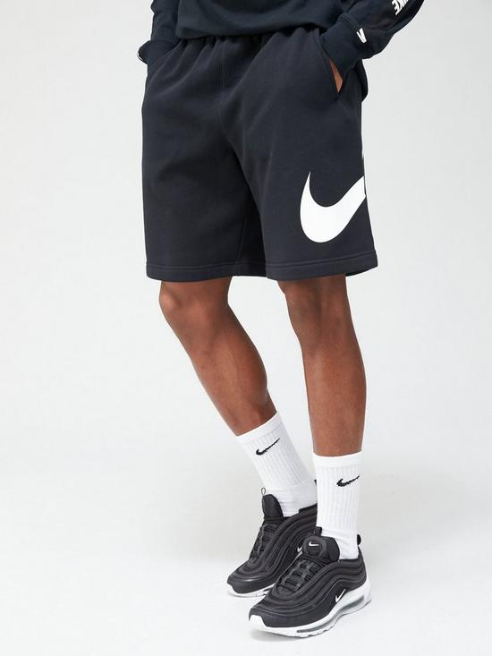 front image of nike-sportswear-club-swoosh-shorts-black