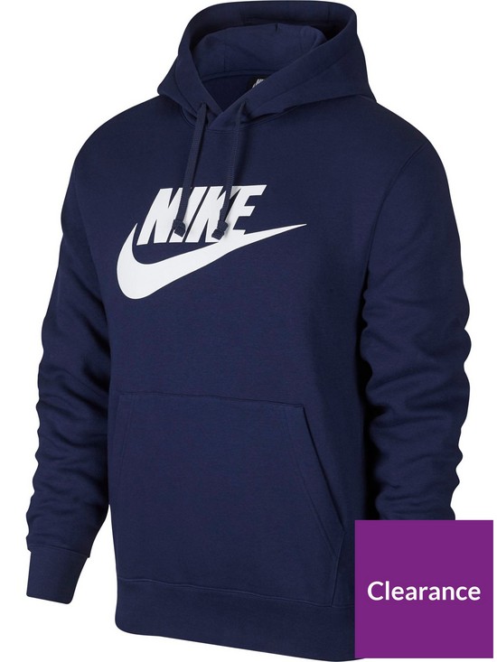 front image of nike-sportswear-club-graphic-hoodie-navy