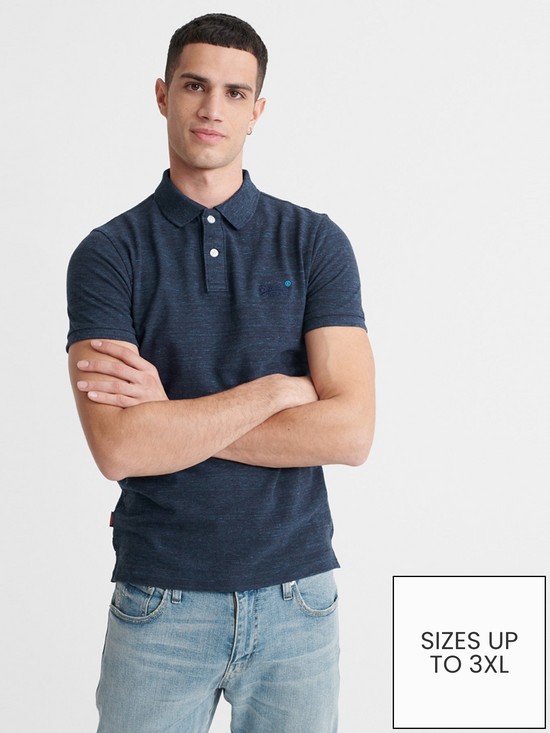 front image of superdry-classic-pique-short-sleeved-polo-top-blue