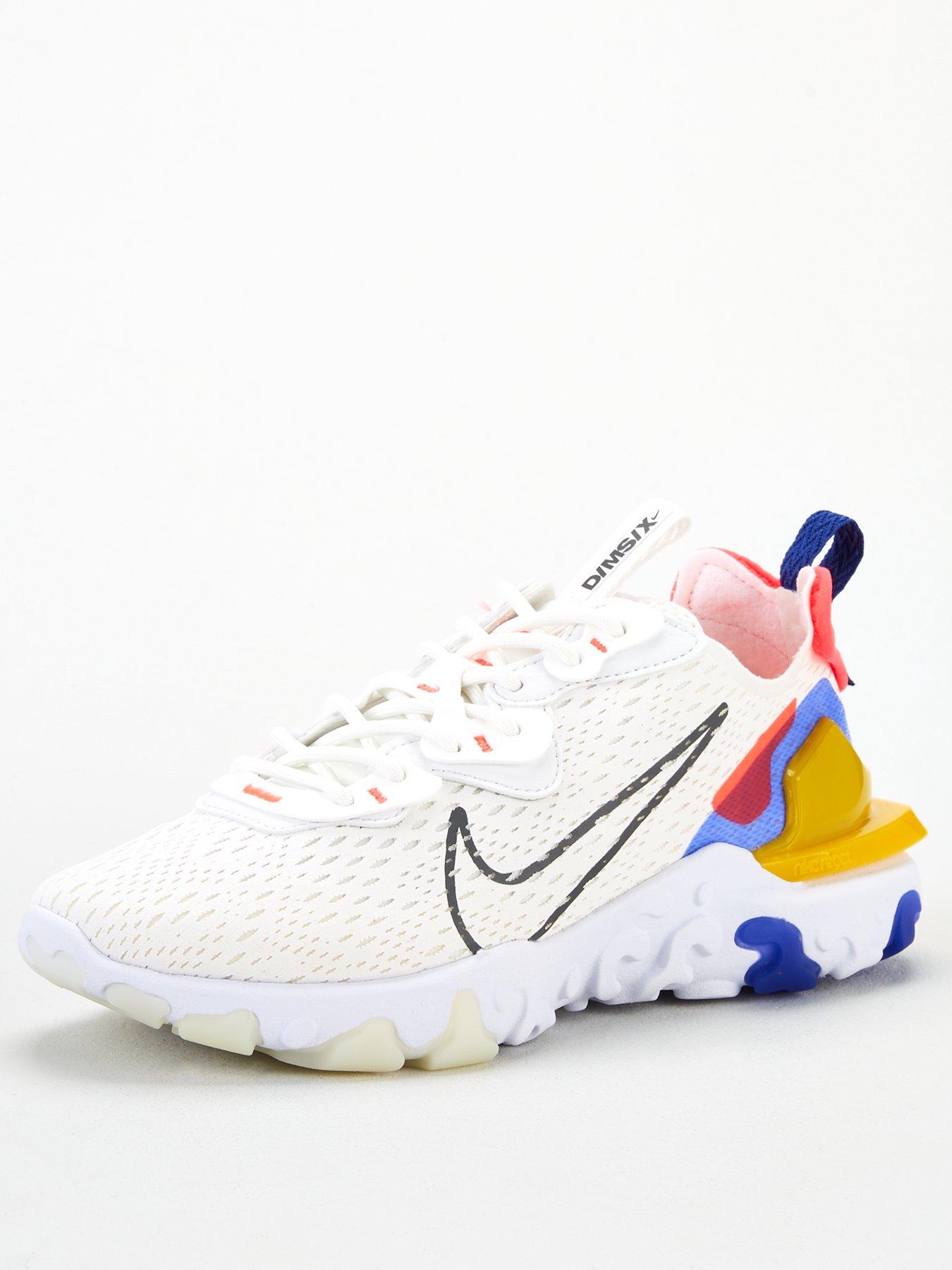 nike react vision trainers in white yellow and pink