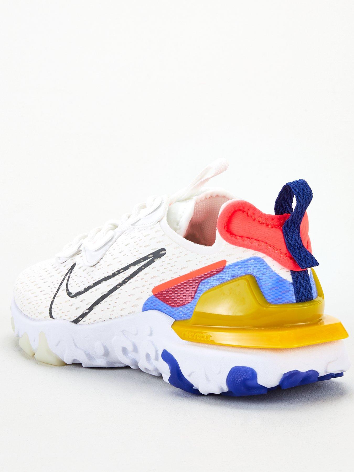 nike react vision trainers in white yellow and pink
