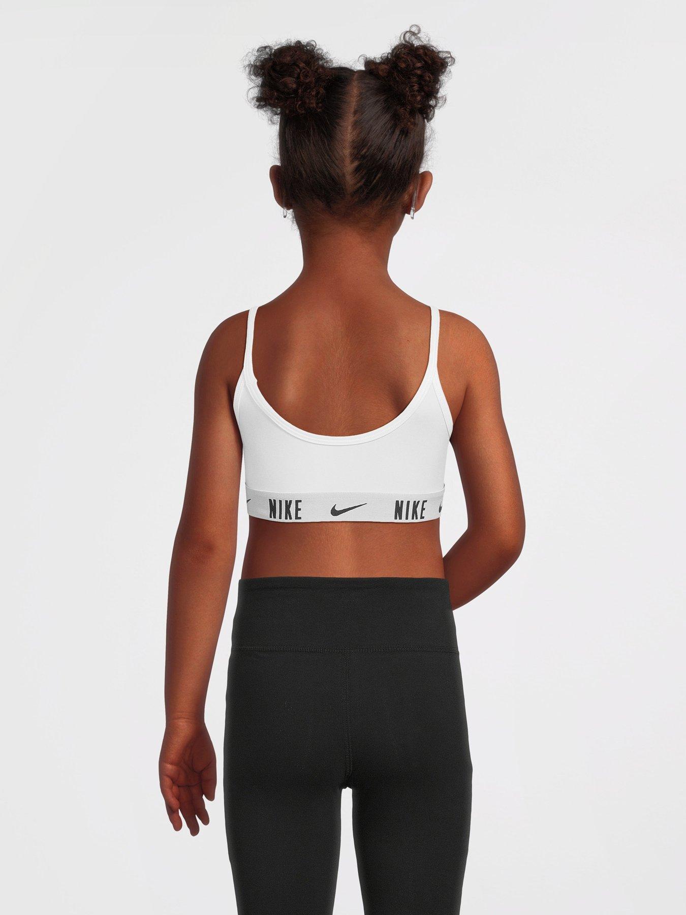 Nike Older Girls Trophy Sports Bra - White Black