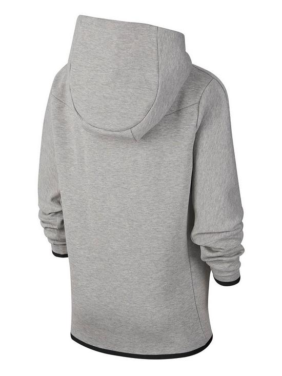 back image of nike-older-boys-tech-fleece-full-zip-hoodie-grey-black