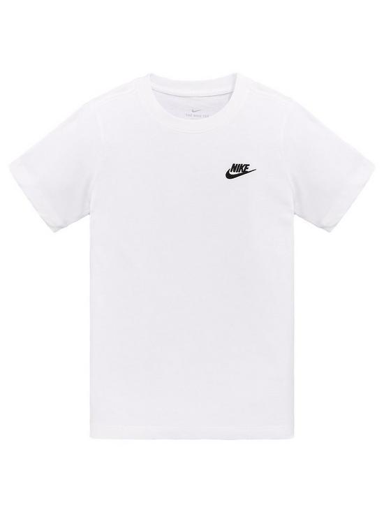 front image of nike-older-boys-futura-t-shirt-whiteblack
