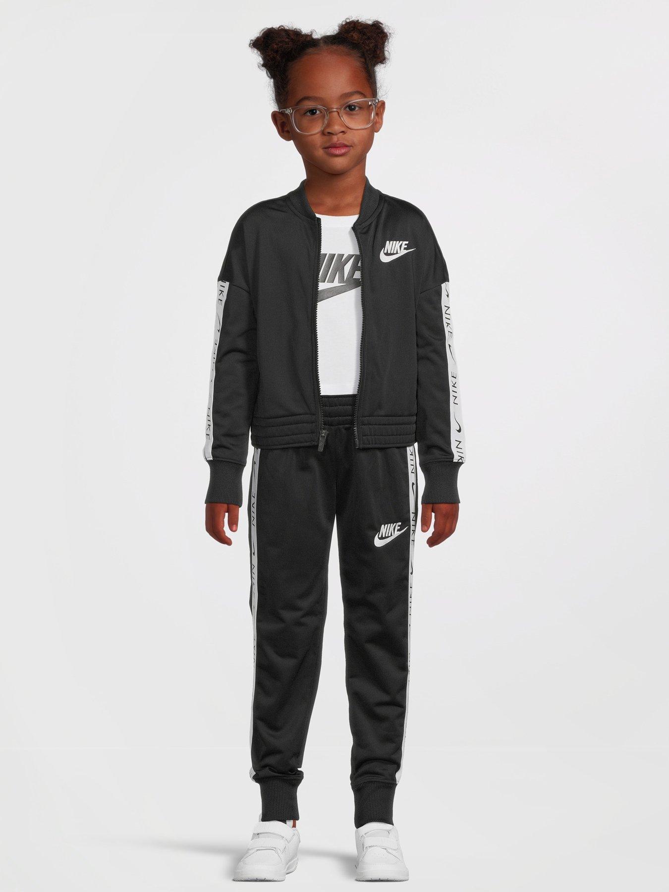 Nike Older Girls Tracksuit Tricot Black White littlewoods