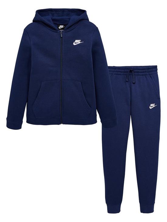 front image of nike-older-boys-core-tracksuit-navy