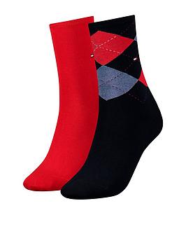 Tommy Hilfiger   Check Sock 2-Pack - Navy/Red