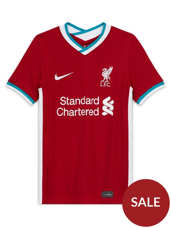 front image of nike-liverpool-fc-junior-home-2021-short-sleeved-shirt-red