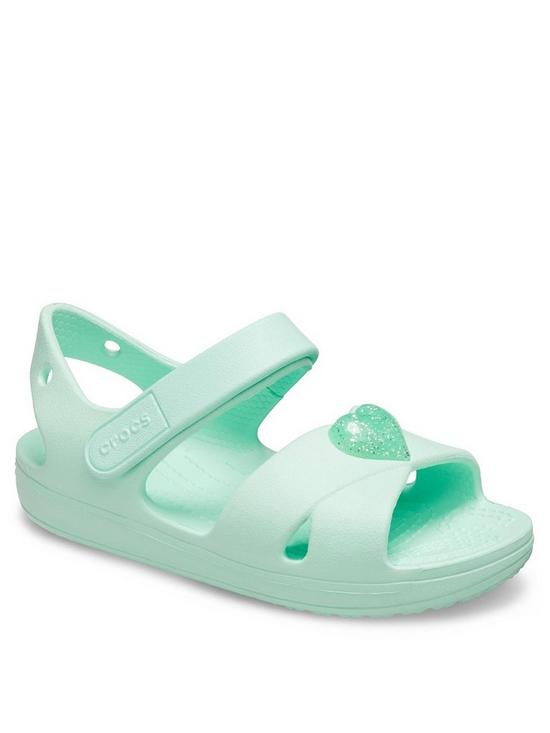 front image of crocs-girls-classic-cross-strap-sandal-mint
