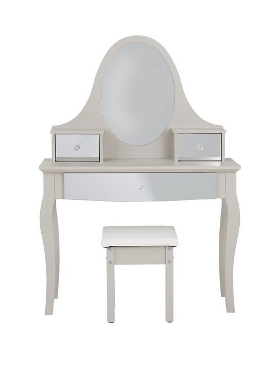front image of sandy-mirrored-dressing-table-and-stool-set