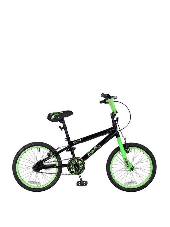 front image of concept-zombie-boys-9-inch-frame-18-inch-wheel-bmx-bike-black