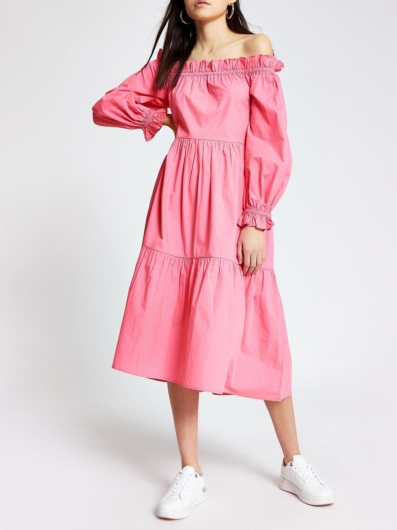 river island pink midi dress