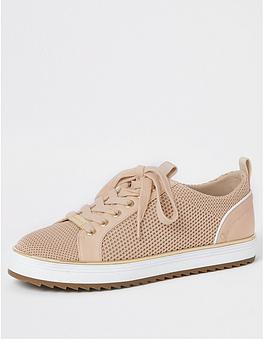 River Island River Island Knitted Lace Up Trainers - Pink Picture