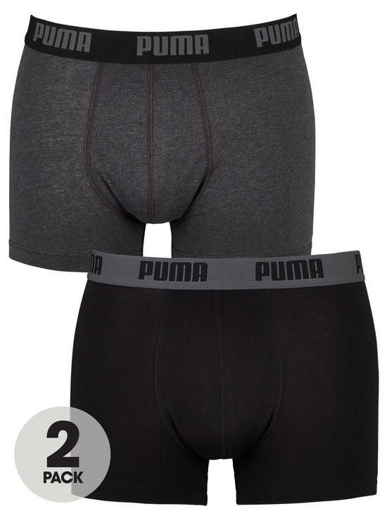 front image of puma-basic-boxer-shorts-2-pack-greyblacknbsp