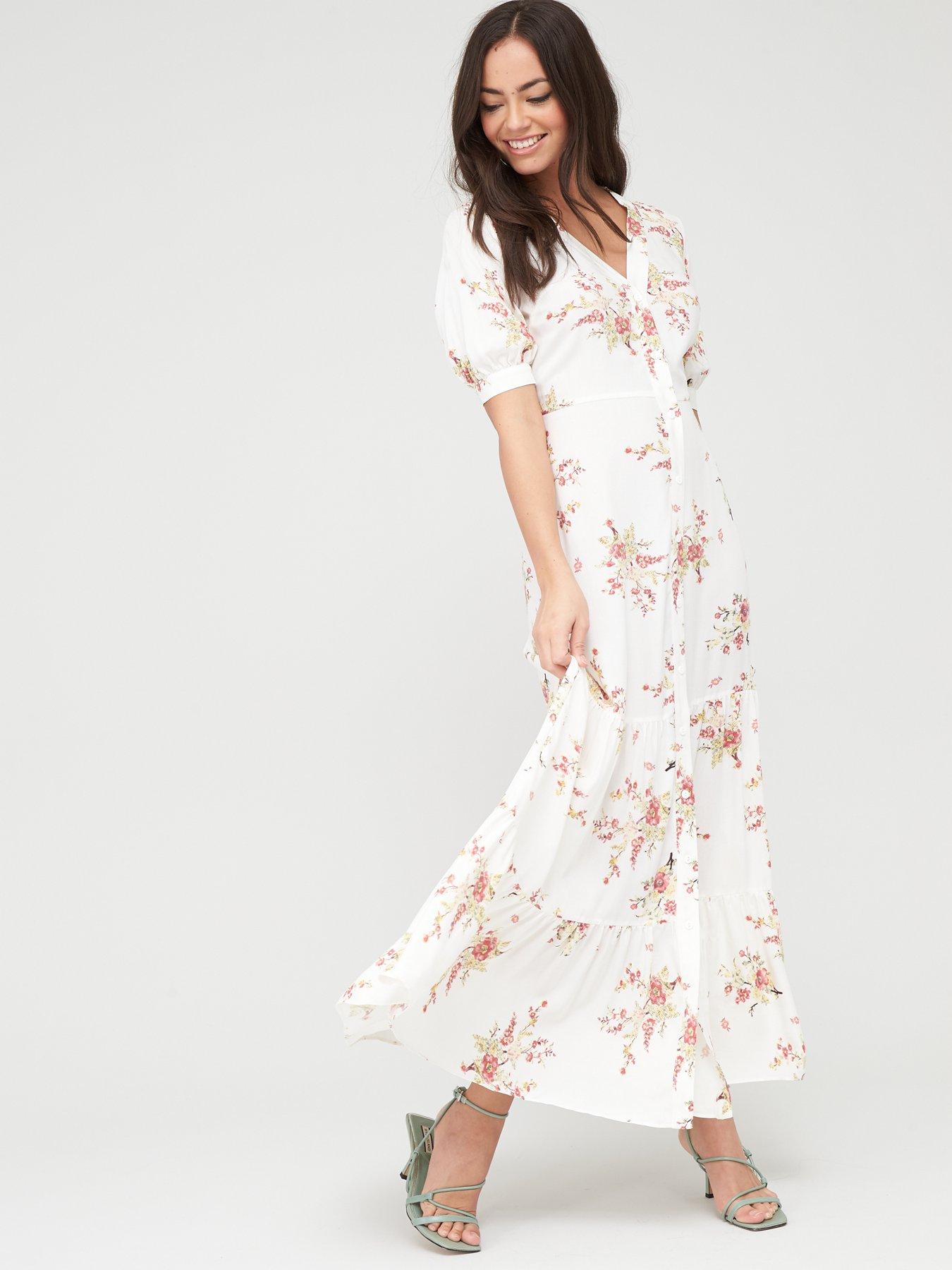 floral button up midi dress