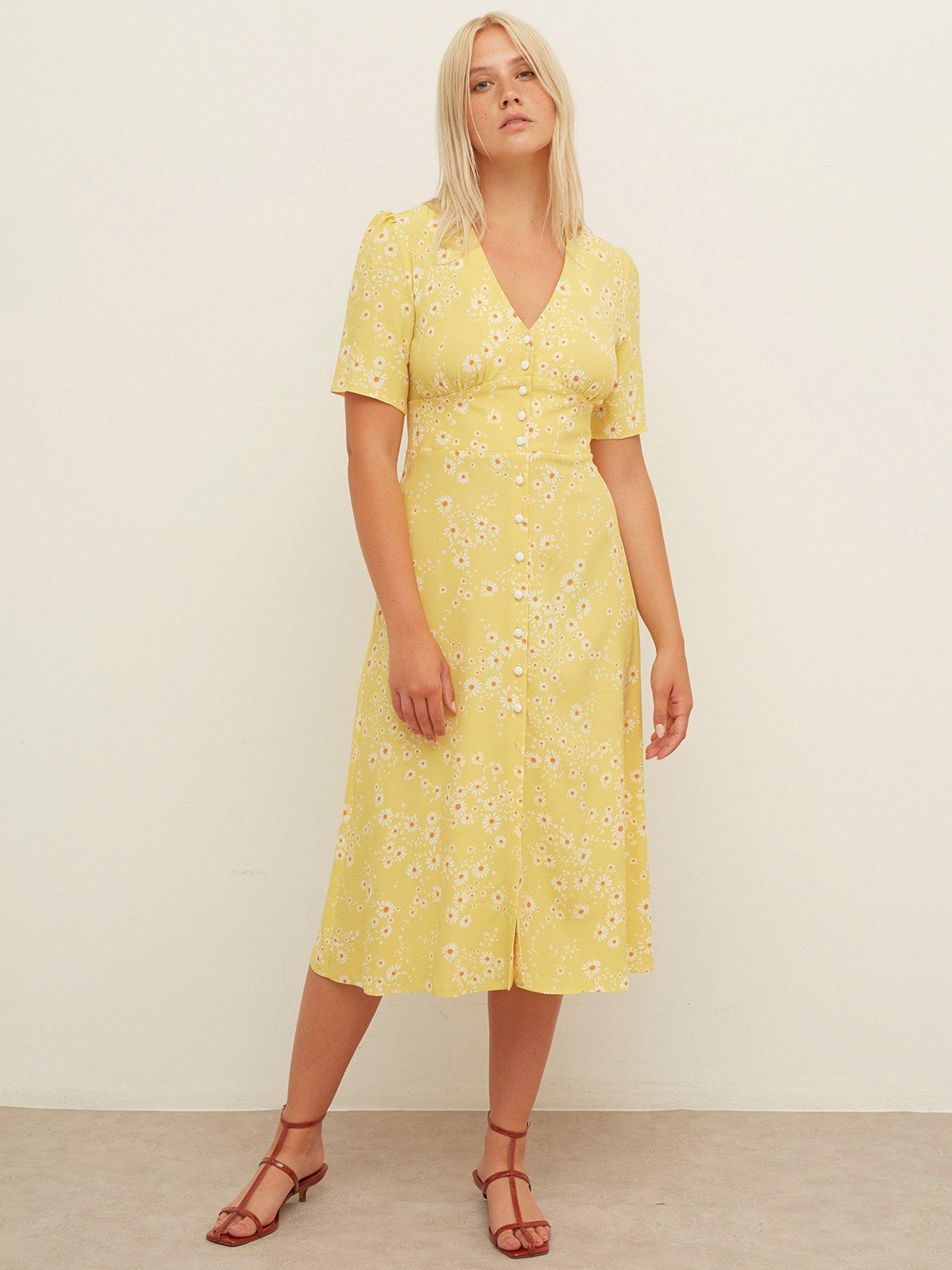 yellow midi dress uk