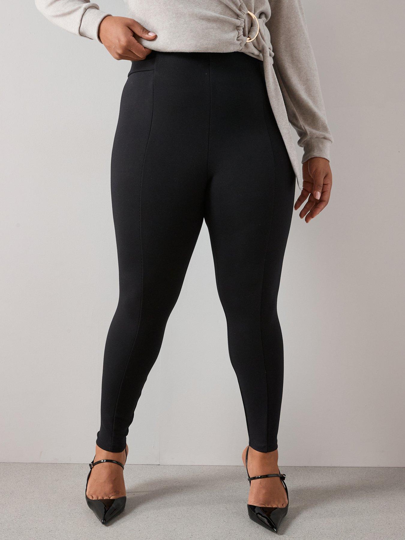 Image 1 of 6 of The Very Collection Womens Curve Power Stretch Sculpting High Rise Leggings - Black