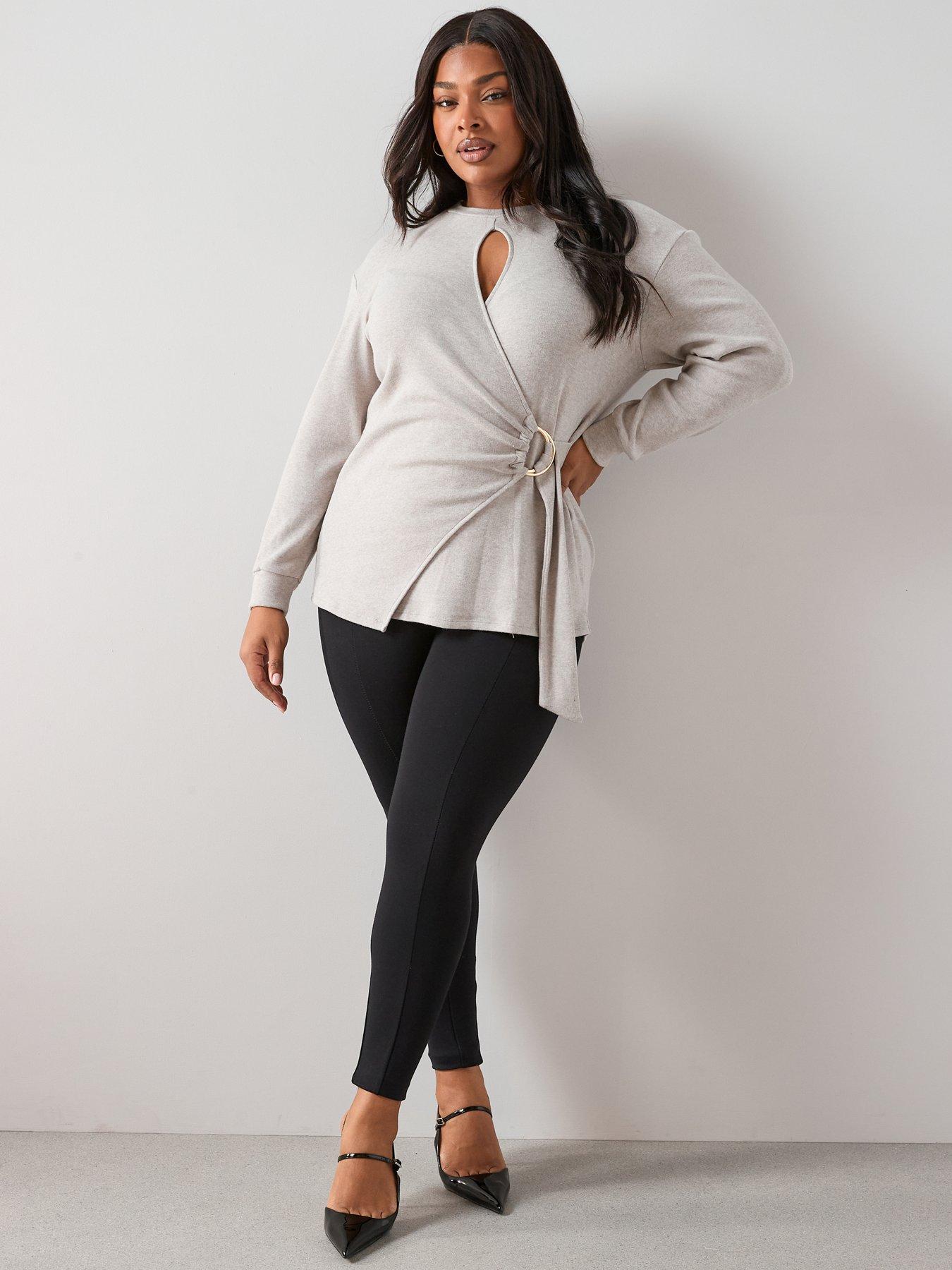 Image 3 of 6 of The Very Collection Womens Curve Power Stretch Sculpting High Rise Leggings - Black