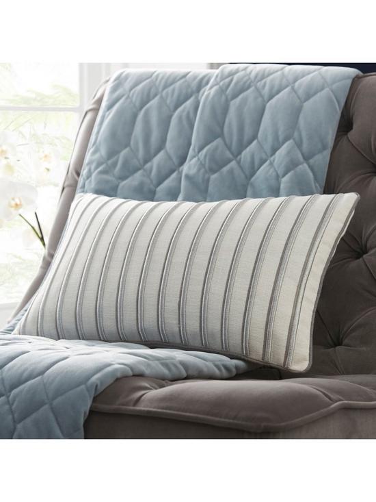 front image of tess-daly-metallic-stripe-boudoir-cushion-white