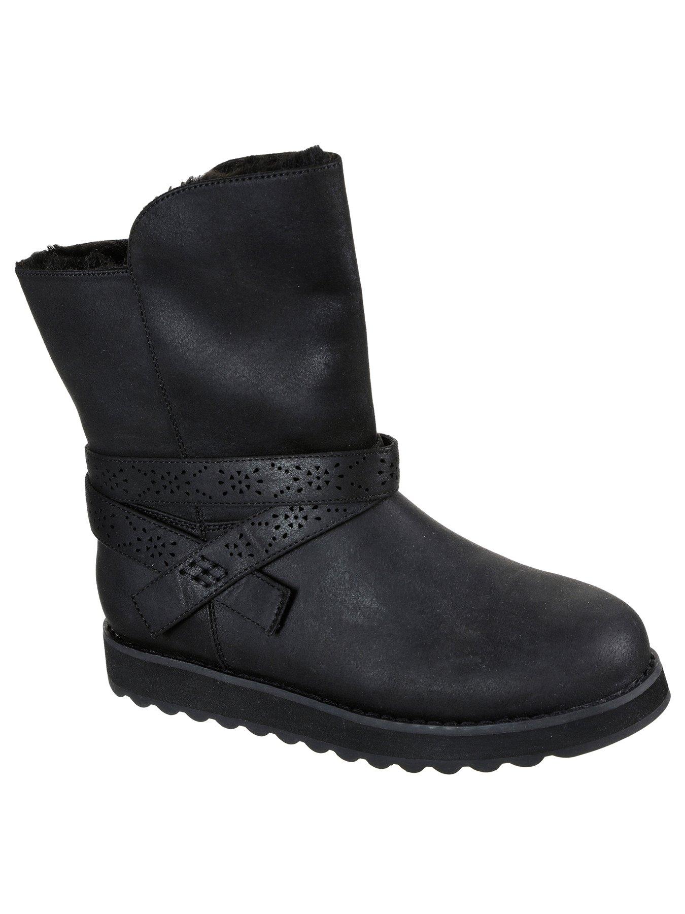 skechers black boots ladies
