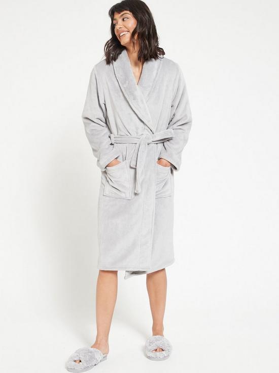 front image of everyday-supersoft-dressing-gown-grey
