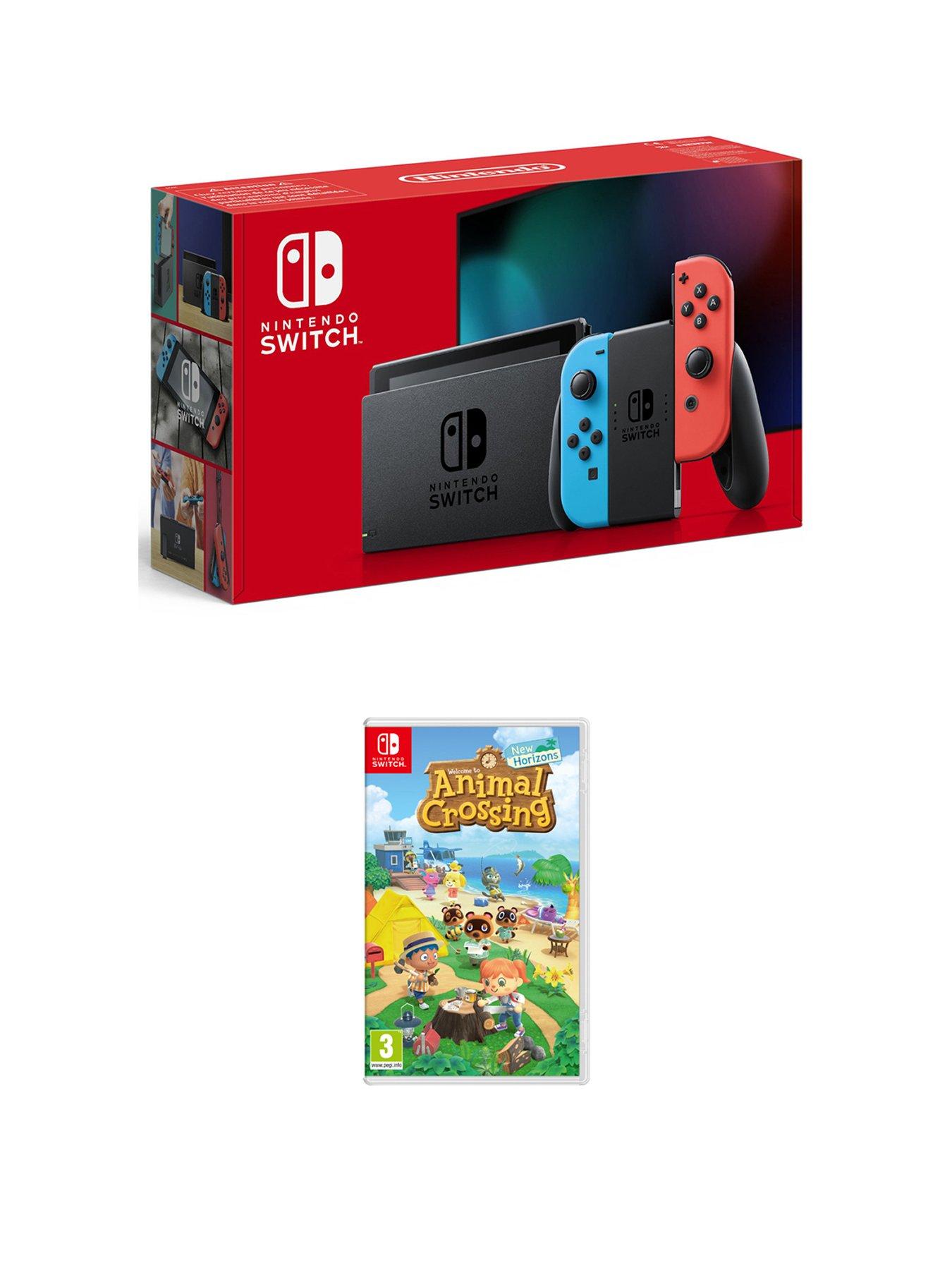 front image of nintendo-switch-neon-console-with-animal-crossing-new-horizon