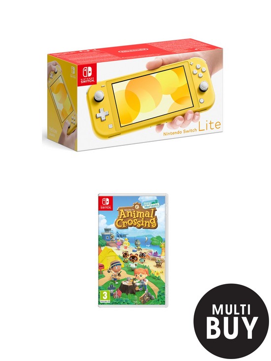 front image of nintendo-switch-lite-console-with-animal-crossing-new-horizon