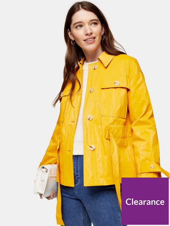 front image of topshop-crinkled-crop-coat-yellow