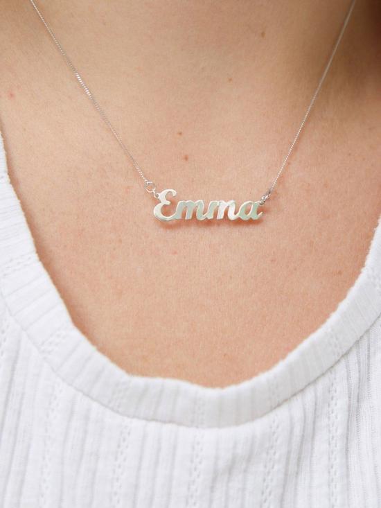 stillFront image of love-gold-9ct-white-gold-personalised-name-script-necklace