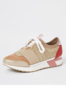 River Island River Island Woven Elasticated Runner Trainers - Beige Picture