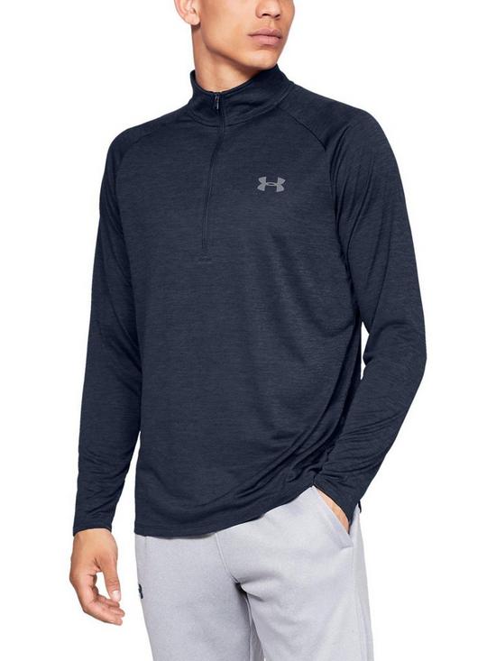 front image of under-armour-training-tech-20-12-zip-top-academy-blue