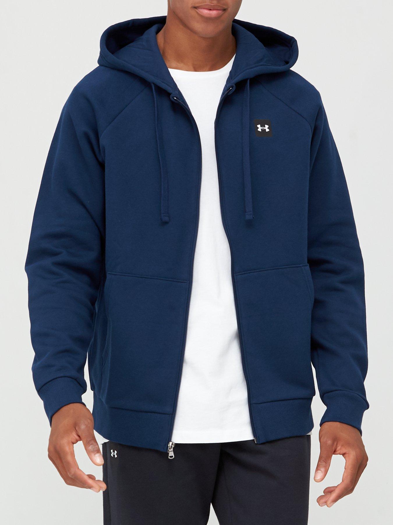 UNDER ARMOUR Training Rival Fleece Full Zip Hoodie - Navy/White |  littlewoods.com