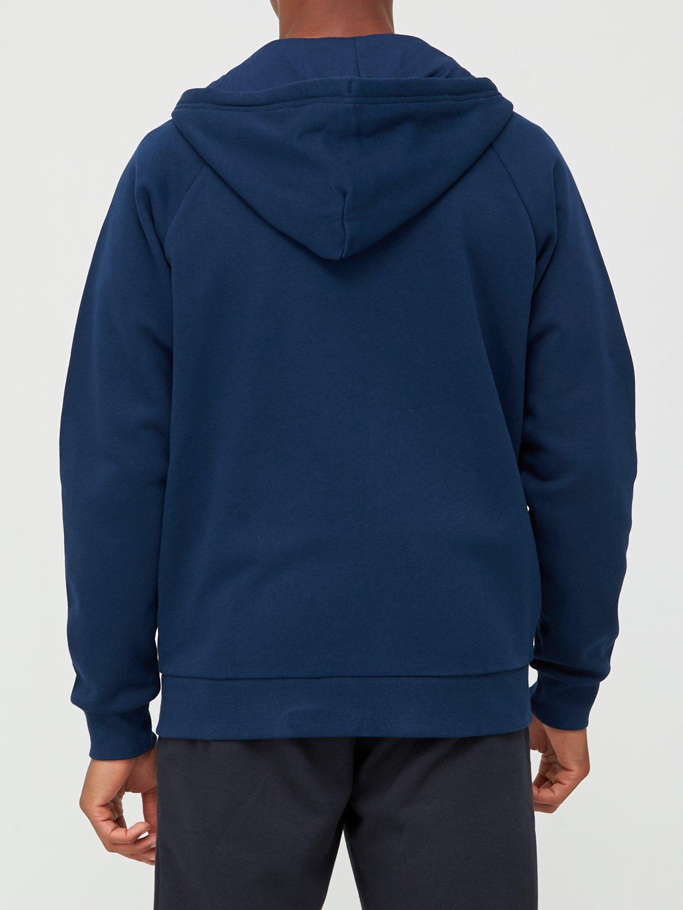 stillFront image of under-armour-trainingnbsprival-fleece-full-zip-hoodie-navywhite
