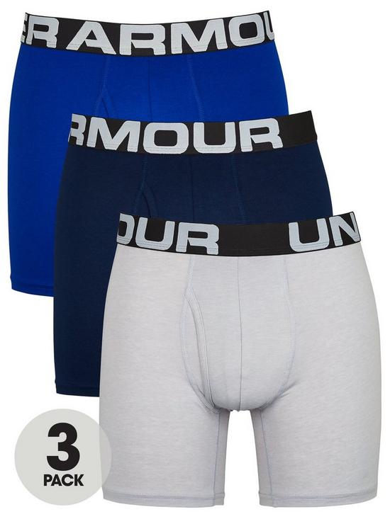 front image of under-armour-3-pack-ofnbspcharged-cotton-boxers-grey