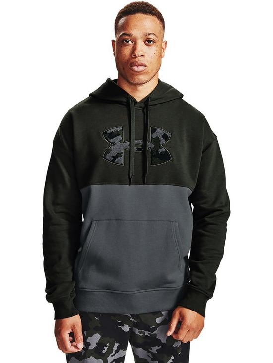 front image of under-armour-rival-fleece-coluorblock-hoody