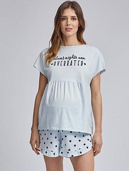 Dorothy Perkins   Maternity Silent Night Are Overrated Slogan Set - Blue