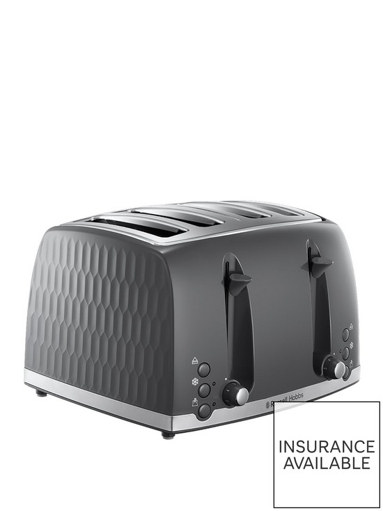 front image of russell-hobbs-honeycomb-4-slice-grey-plastic-toaster-26073