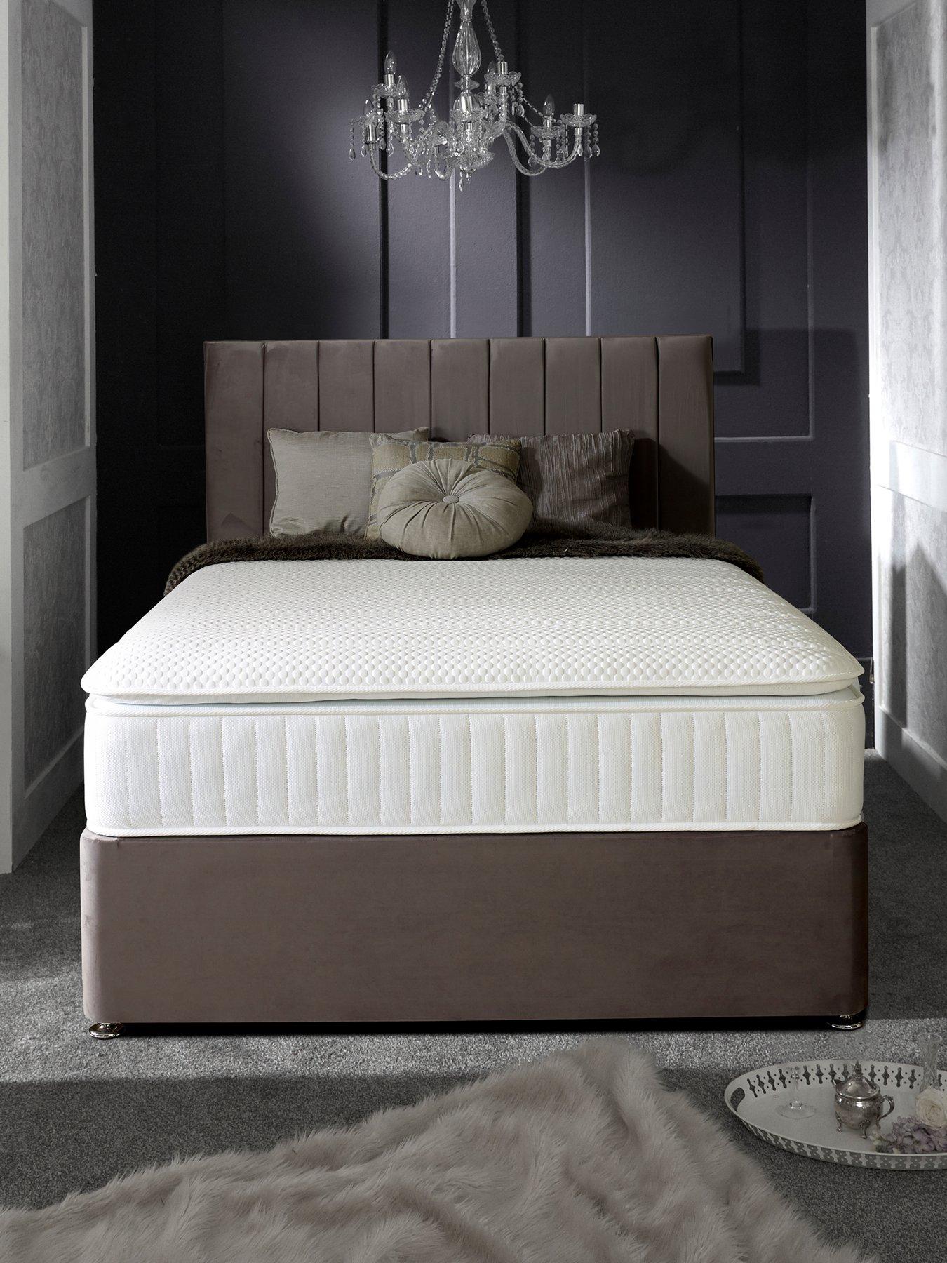 Shire Beds Liberty 1000 Pocket Pillowtop Mattress and Upholstered Divan Base Bed Set (Headboard sold separately) - FSC® Certified