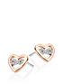  image of beaverbrooks-silver-rose-gold-plated-cubic-zirconia-infinity-heart-earrings